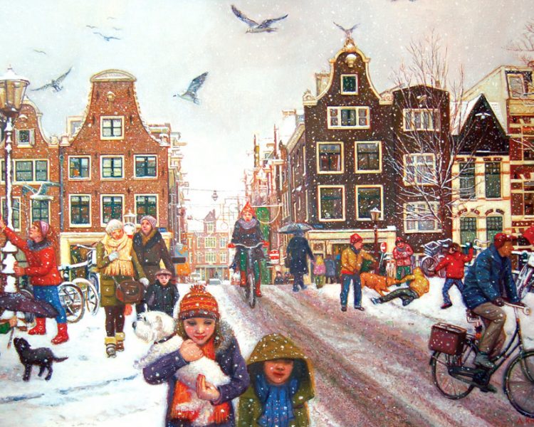 Sneeuwpret op de Brug Amsterdam