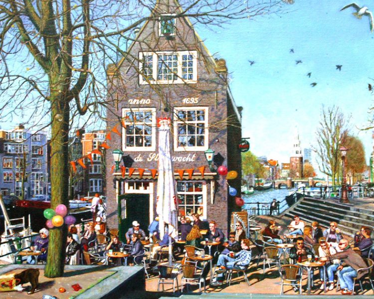 Anne Knaup Schilderij De Sluyswacht Amsterdam
