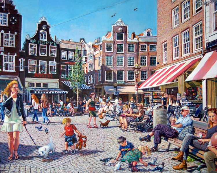 Anne Knaup Schilderij Het Spui Amsterdam