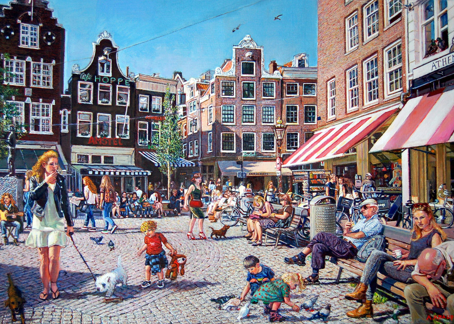 Anne Knaup Schilderij Het Spui Amsterdam