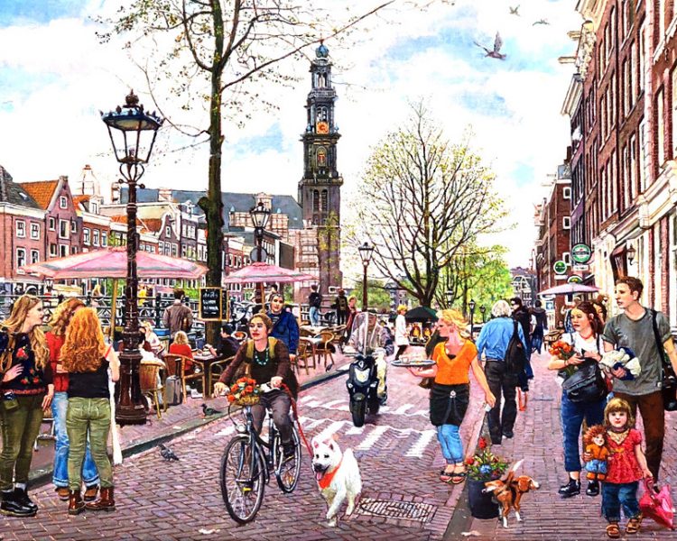 Anne Knaup Schilderij De Jordaan Amsterdam