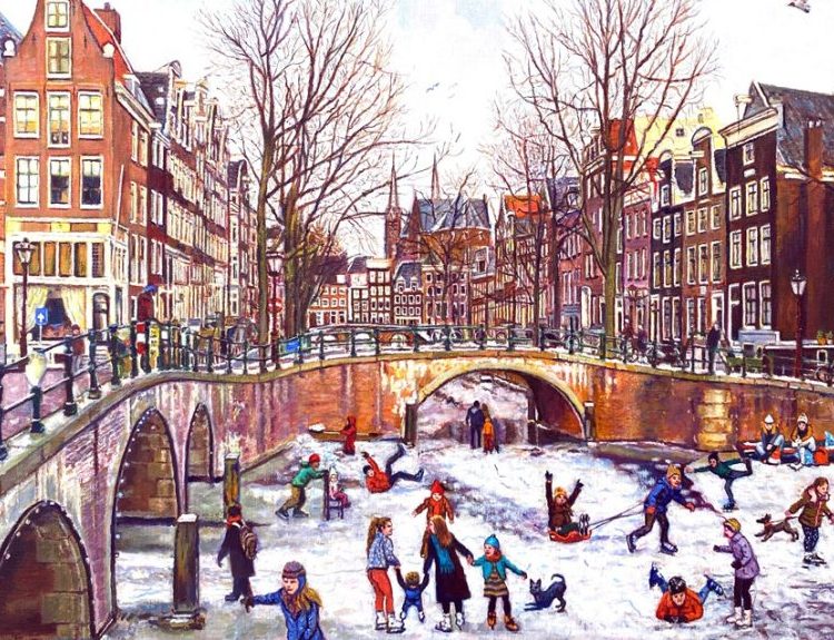 Schaatsen Op De Keizersgracht Amsterdam