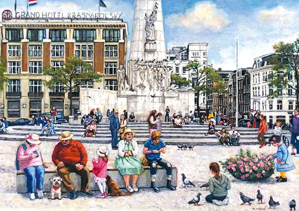 ansichtkaart-Even genieten op de Dam-anne-knaup.jpg